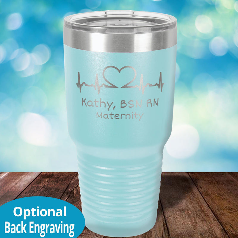 EKG heart laser etched tumbler