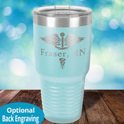 Personalized Laser Etched Tumbler | Split Caduceus