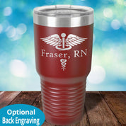 Personalized Laser Etched Tumbler | Split Caduceus