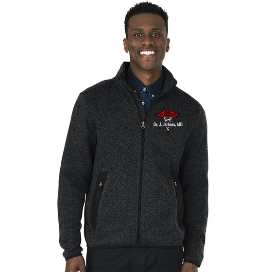 Charles River Mens Heathered Sweater  Nurse Full Zip