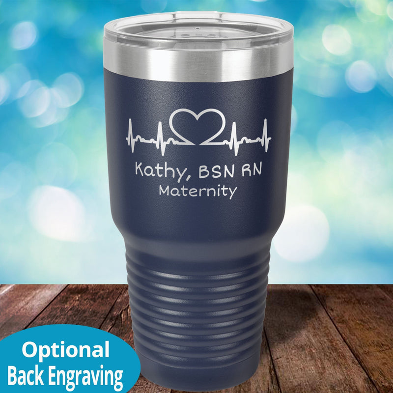 EKG heart laser etched tumbler