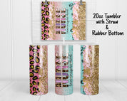 Skinny Tumbler | Nurse Blue Pink Glitter