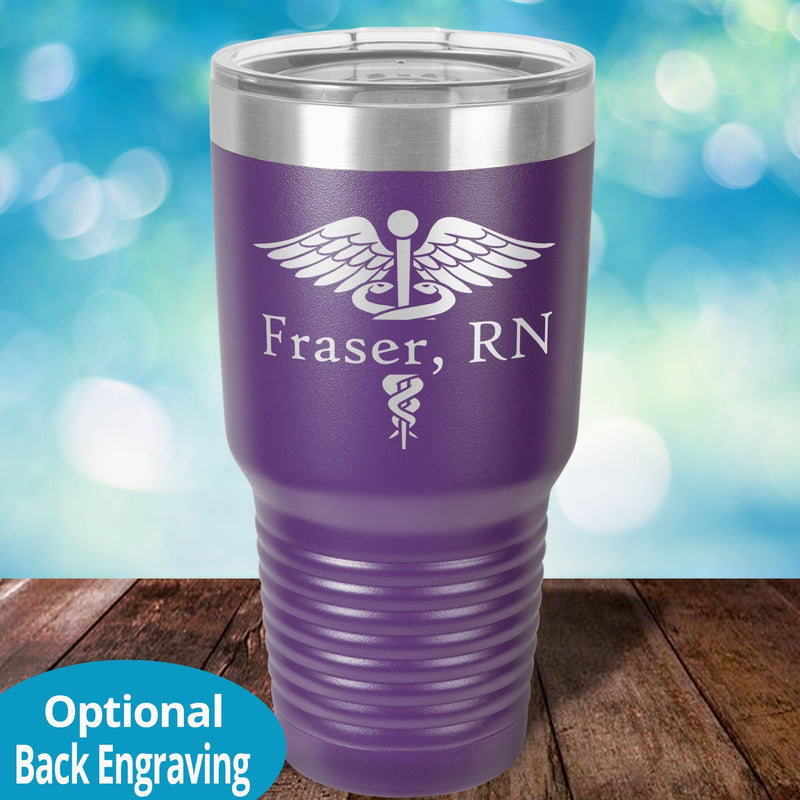 Personalized Laser Etched Tumbler | Split Caduceus