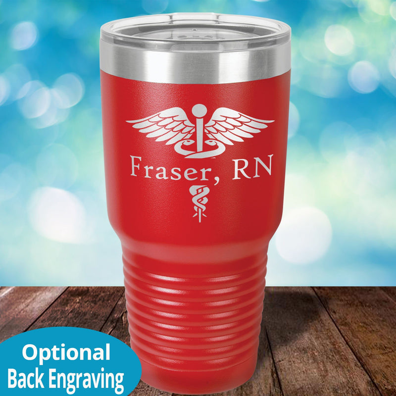 Personalized Laser Etched Tumbler | Split Caduceus