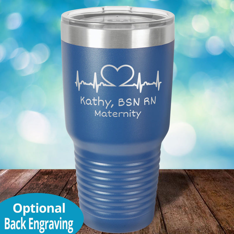 EKG heart laser etched tumbler