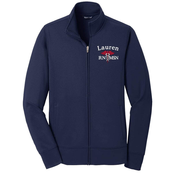 Sport-Tek jacket Navy / XS LST241 | Customized Ladies Sport-Wick® Fleece Full-Zip Jacket