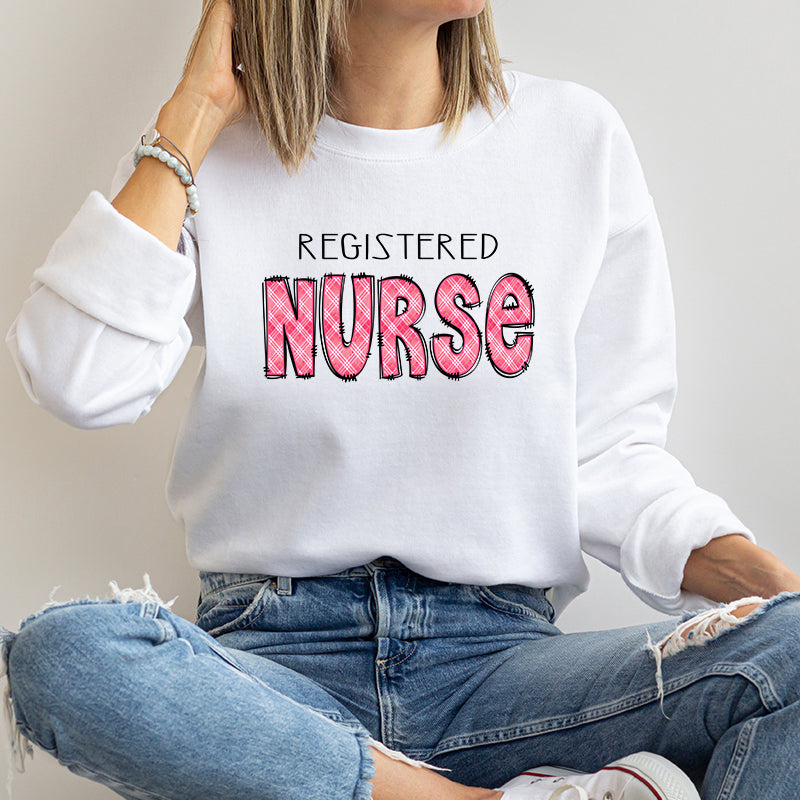 Crewneck Sweatshirt | Pink Doodle Registered Nurse