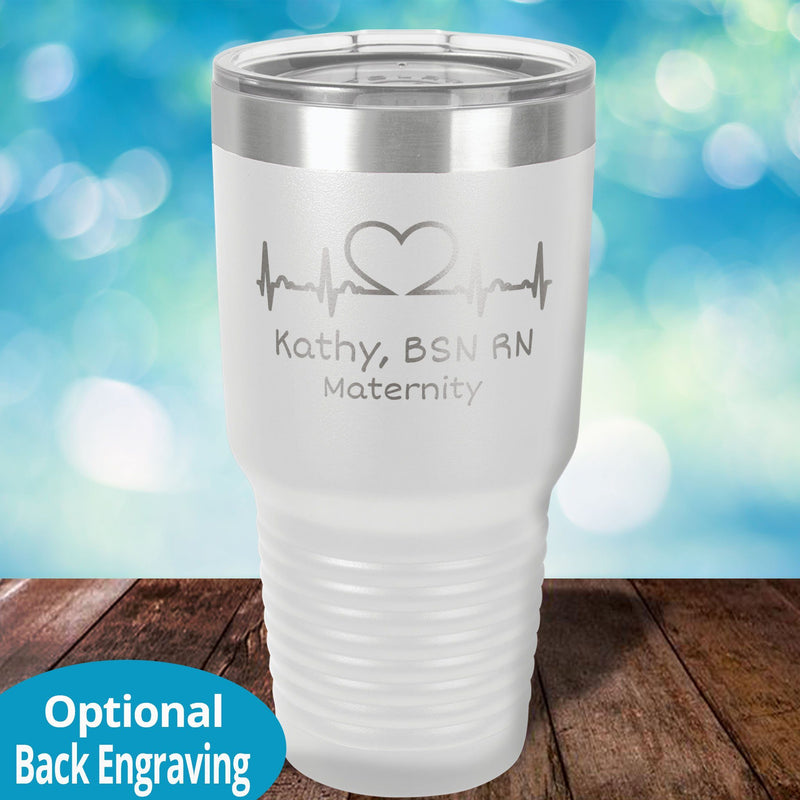 EKG heart laser etched tumbler