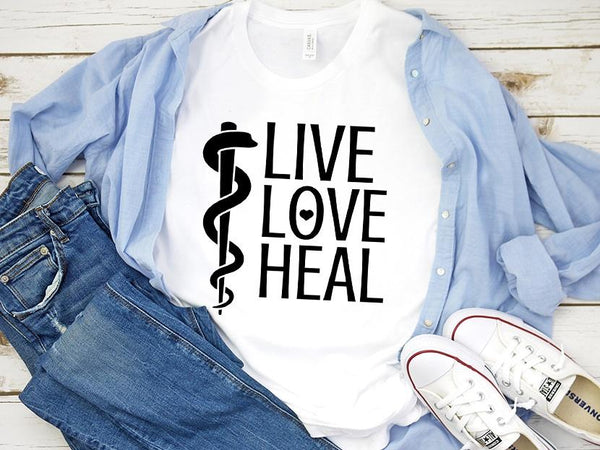 Adult Bella Canvas Tee | Live Love Heal Nurse tee